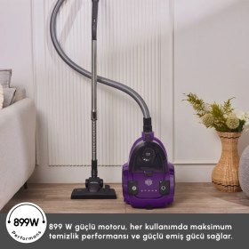 Resim Karaca Vantuz Action Force X10 2 Lt Toz Torbasız Hazneli Elektrikli Süpürge Royal Purple 899 W 