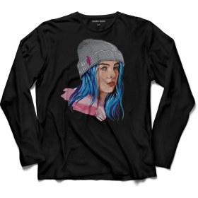 Resim Kendim Seçtim Bıllıe Eılısh Bıllıeeılısh Ocean Eyes Uzun Kollu Tişört Baskılı Çocuk T-Shirt 