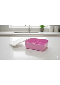 Resim Saklama Kabı Kare 3 Bölmeli Pembe 