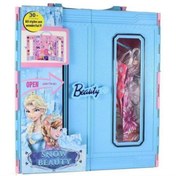 Resim YM Toys Beauty Çantalı Giysi Dolabı 30 Parça Frozen Temalı Barbie Gardrobu Giyinme Odası 