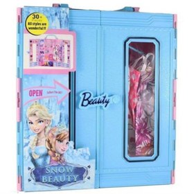 Resim YM Toys Beauty Çantalı Giysi Dolabı 30 Parça Frozen Temalı Barbie Gardrobu Giyinme Odası 