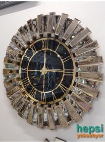 Resim Güneş Gold Black Altın Siyah 85 Cm Dekoratif Aynalı Duvar Saati 