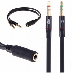 Resim 3.5 MM Altın Uçlu Stereo Kulaklık Dönüştürücü Çoklayıcı Kablo 20 CM 