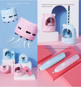 Resim Gajeena Öğrenci Elektronik Stüdyo Seti: Otomatik Kalem Kesici + Silgi + Masraf Süpürücü - Plastik - Pembe 