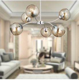 Resim Ecvet 6Lı Krom Modern Oturma Odası Yatak Odası Salon Avize 