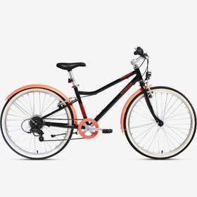 Resim Çocuk Hibrit Bisiklet - 24" - 9 / 12 Yaş - Siyah / Mercan Rengi - Riverside 500 