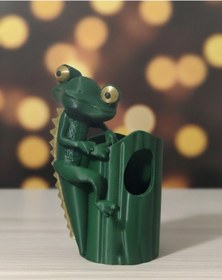 Resim Sevimli Gözlü Kertenkele Diş Fırçalık/kalemlik Kertenkele Detaylı Çok Amaçlı Tutucu 