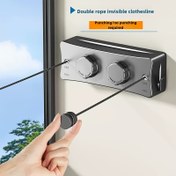 Resim 304 Paslanmaz Çelik Çift İp Çamaşır Kurutma Hattı - 5.1m Görünmez, Çekme ve Geri Çekilebilir, Sarkan ve Paslanmaz, Balkon ve Pencere Kullanımı İçin İdeal, Pencere Çamaşır Kurutma Hattı | Modern Çamaşır Kurutma Hattı | Dayanıklı Çamaşır Kurutma Hattı, Çamaşır Kurutma Rafı, Çamaşır Kurutma Hatları 
