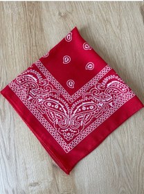 Resim Pamuklu Klasik Desen Unisex 2li Bandana Seti Renkli Bandana Etnik Desenli A Kalite Bandana Kırmızı 