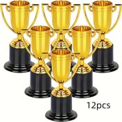 Resim 12'li Altın ve Mini Kupa Seti - Partiler, Etkinlikler ve Müsabakalar için Plastik Ödüller, Tatil ve Festival Dekorasyonu için İdeal, Parti Ödülleri Kupaları|Şık Kupa Tasarımı|Cadılar Bayramı, Noel Etkinliği ve Parti Malzemeleri için Dayanıklı Plastik Cadılar Bayramı&Noel 