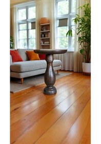 Resim Doğal Masif Ahşap Ceviz Renk Yan Sehpa Tekli Mantar Sehpa Kahverengi 