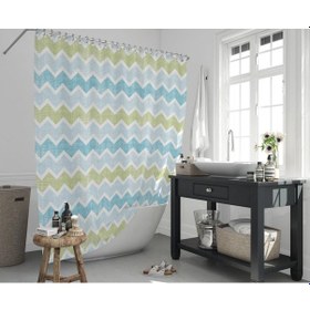 Resim Banyo Perdesi 2x120x200 Çift Kanat Duş Perdesi Halka Hediyeli 3588 Çok Renkli 