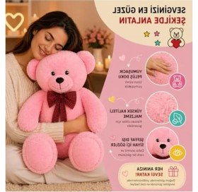 Resim Erdo Ticaret Büyük Boy Peluş Ayıcık, Yumuşak ve Sevimli, Pembe Renk 