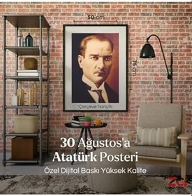 Resim ZC Bayrak Atatürk Portre 50x75cm Raşel Kumaşa Dijital Baskı ata no1 -Kalın Plastik Hediye Kutusunda Gelir- 