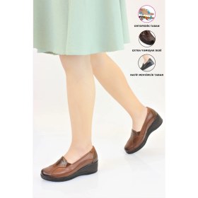 Resim Forelli Kadın Hakiki Deri Ortopedik Dolgu Topuk Ayakkabı FE57603 