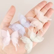 Resim 10 Paket 3D Katmanlı Tül Kelebek Kumaş Yama ve Işıltılı Taşlar - 6 Renk (Beyaz, Pembe, Sarı, Mavi, Yeşil, Bej, Mor) 5.0 cm Genişlikte Düğün Elbiseleri, DIY El Sanatları, Ev Dekorasyonu, Perde Süslemeleri, Dikiş için Kelebek Aplikeler, Zarif Süslemeler, Karmaşık Detaylar, Moda Tasarımcıları İçin 