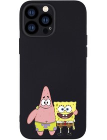 Resim mooodcase Iphone 13 Pro Max Uyumlu Sünger Bob Ve Patrickstar Desenli Kamera Lens Korumalı Darbe Emici Silikonl 