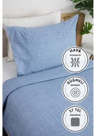 Resim Vega Pamuklu Ranforce Tek Kişilik Nevresim Seti - Mavi 