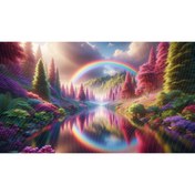Resim Venspor Gökkuşağı ve Renkli Orman Manzaralı Arkaplan, Doğa Temalı, 200x150cm Fon, Duvar Örtüsü 