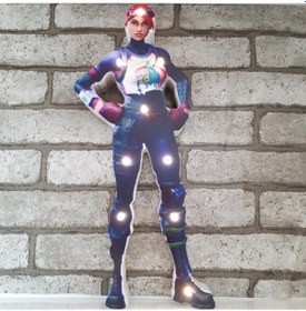 Resim Led Fortnite Brite Bomber Karakteri Led Işıklı Pano Biblo Ahşap Masa Dekor Mavi 