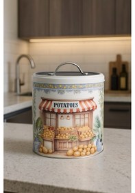Resim Decorev Renkli Desenli 2 Li Metal Patates Soğan Saklama Kabı Seti Dc-6766 Siyah - Beyaz 