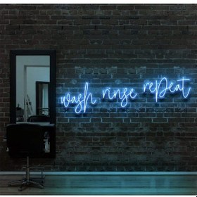 Resim Wash Ringe Repeat Yazılı Neon Tabela Turkuaz 