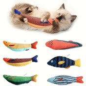 Resim Kedi Oyuncağı Kedi Oyalayıcı Yastık Kedi Peluş Balık Oyuncak Kendi Kendine Eğlenceli Peluş Baskılı Oyuncak Yeni Balık Sesli Oyuncak 