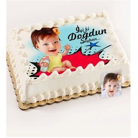 Resim Kişiye Özel Kız Bebek Karikatür Baskılı Yaş Pasta Üzeri Yenilebil 