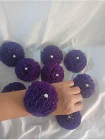 Resim Halay Kına Bride to be mor incili nedime bilekliği 