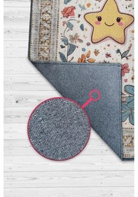 Resim Homshtag Renkli Dokulu Çocuk Odası Halısı Dokuma Yıldız Temalı Halı Çok Renkli 