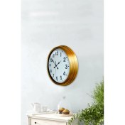Resim Bahat Altın Varaklı Salon Ofis Duvar Saati Alüminyum Çerçeve 40 cm 