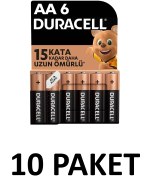 Resim Duracell 10 Paket Basic Aa Alkalin Kalem Piller, 1,5 V Lr6/mn1500, 6'lı 