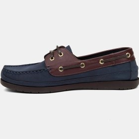Resim Desa Erkek Lacivert - Bordo Detaylı Nubuk Deri Loafer 