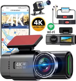 Resim L308 Wifi + Gps 4k Araç İçi Güvenlik Kamerası + Park Modu Kablosu 