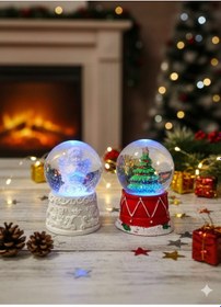 Resim 2 Adet Mini Kar Küresi 6,5 Cm Melek & Çam Ağacı Temalı Dekoratif Yılbaşı Noel Hediyesi 