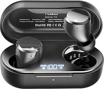 Resim TOZO T12 Kablosuz Kulaklıklar Bluetooth 5.3 Kulaklıklar Premium Ses Performansı Dokunmatik Kontrol LED Dijital Ekran Kablosuz Şarj Kılıfı Kulaklık Siyah 