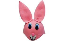 Resim Pembe Renk Kulaklı Tavşan Şapkası Hayvan Şapkası 