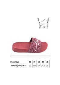 Resim Gezer Kadın Yazlık Rahat Taban Ev Bahçe Günlük Terlik - Bordo 
