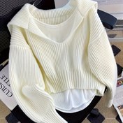 Resim Kadınlar İçin Şık Kazak - Zarif Uzun Kollu Kazak, Sonbahar/Kış Ofis ve Parti Giyim, Yumuşak ve Görünmez Casual Kazak, Sevimli Düğmeli Uzun Kollu Kazak 