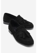 Resim Lupen Siyah Süet Püsküllü Hakiki Deri Kadın Loafer Ayakkabı Siyah 