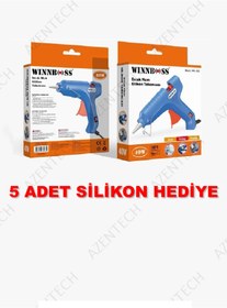 Resim WINNBOSS Metal Uçlu-Düğmeli-40W-190C 11MM Çapında Kalın Sıcak Mum Silikon Tabancası+5 Silikon Hediye 