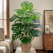 Resim 24 büyük yapraklı büyük tropikal yapay Dracaena yeşil bitki - uzun dal geniş yapraklı bitki dekorasyonu, ev ve ofis dekorasyonu için mükemmel seçim, kaplama gerektirmez, ev/oturma odası, ofis masası, düğün, avlu, fotoğrafçılık için uygun, | Dört Mevsim Yeşil Kalan Simüle Yeşil Bitki 
