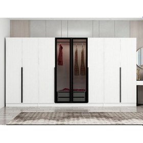 Resim Kale Plus 8 Mebran Kapaklı 2ç Dolap Beyaz Mebran Füme Cam 210cm Beyaz 