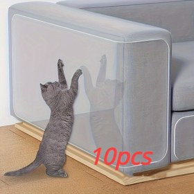 Resim 10 Adet Kedi Tırmalama Koruma Bandı - Şeffaf, Çift Taraflı Mobilya Koruyucu Koltuklar & Koltuklar İçin, Dayanıklı PVC Evcil Hayvan Anti-Tırmalama Etiketleri 