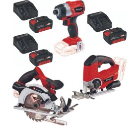 Resim Einhell Te-Cı 18 Bl Vidalama Te-Cs 18/165/1 Daire Testere Te-Js 18 Dekupaj 3X4.0AH Akülü Set 