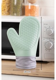 Resim Porsima 3137-3 Silikon Yanmaz Yapışmaz Fırın Eldiveni Yeşil Yeşil 