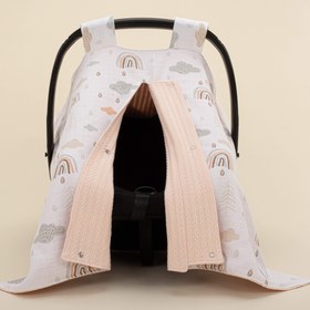 Resim Puset Örtüsü - Çift Taraflı - Somon Örgü - Yeşil Gökkuşağı 