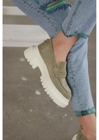 Resim Matilda Avakado Süet Hakiki Deri Kadın Loafer Yeşil 