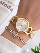 Resim Revello By Grinicci Seri Altın Kaplama Elite Modeli Taşlı 30 Mt Su Geçirmez Bileklik Lady Wristwa 