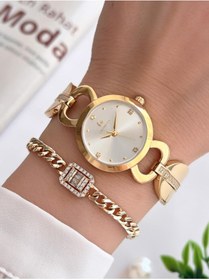 Resim Revello By Grinicci Seri Altın Kaplama Elite Modeli Taşlı 30 Mt Su Geçirmez Bileklik Lady Wristwa 